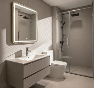 <b>LED</b> Backlit Bathroom <b>Mirror</b> <b>Wall</b> Mounted Anti Fog Touch Screen Rectangular Smart Vanity <b>Mirror</b> for Washroom - Product Image 3
