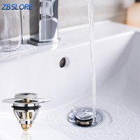 Colador de desagüe de fregadero de acero inoxidable de diseño moderno Tapón de fregadero emergente de baño con colador tipo empuje