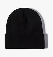 Bérets tricotés personnalisés en gros pour adultes, brodés en 3D, marron et noir, pour hommes et femmes