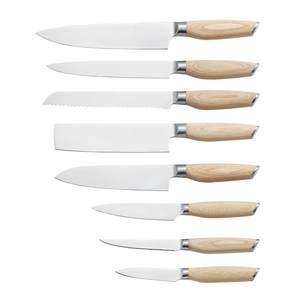 Ensemble de couteaux de cuisine professionnels en acier inoxydable à haute teneur en carbone avec manche en bois de qualité supérieure, 8 pièces. Stock disponible dès maintenant. - Product Image 1