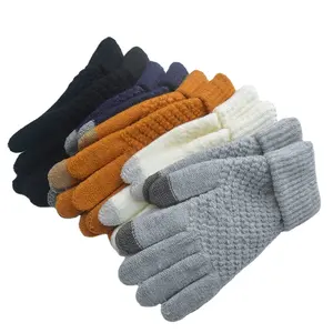 Guantes mágicos de invierno para hombre y mujer, guantes de lana acrílicos elásticos cálidos para pantallas táctiles