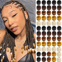 60 perles en bois pour tresses, 5 couleurs, bijoux de cheveux, accessoires pour tresses, locs et dreadlocks, décoration capillaire