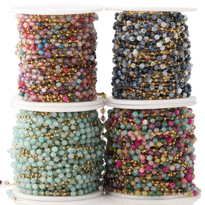 Stainless Steel Bead Chains Irregular Natural Stone DIY Jewelry Making <b>Bracelet</b> Necklaces Components H1663 - Product Image 1