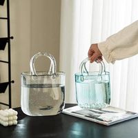 Vase en verre en forme de sac à main, créatif, transparent, pour arrangement floral, bouquet, décoration de bureau à domicile, aquarium