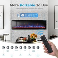 Cheminée murale encastrée Kalsubo de 72 pouces, cadre ultra fin, chauffage à flamme de cristal, double puissance 750W/1500W, minuterie réglable