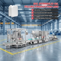 Ligne de production de remplissage d'huile hydraulique 20L du fabricant chinois, avec pompe à engrenages à 2 têtes, remplissage automatique, bouchage et étiquetage pour seaux en plastique