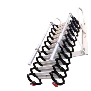 Nouvelle échelle télescopique manuelle pliable <span class=keywords><strong>avec</strong></span> rampes métalliques et marches en acier au carbone <span class=keywords><strong>pour</strong></span> <span class=keywords><strong>grenier</strong></span> ISO CE ROHS - Product Image 5