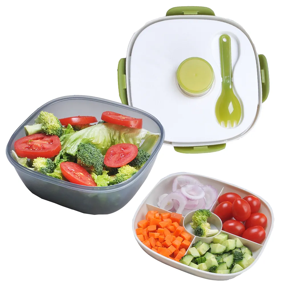 1.2L ढक्कन के साथ BPA मुक्त प्लास्टिक दौर खाद्य कंटेनर, दोपहर के भोजन के जाने के लिए सलाद दोपहर के भोजन के कंटेनर Bento दोपहर के भोजन के बॉक्स