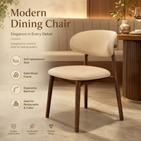 Chaise de salle à manger, dossier ovale, revêtement vanille, pieds en bois coniques évasés pour restaurant, café, hôtel, bar et salon