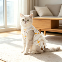Baju Pemulihan Hewan Peliharaan Anti Rontok Ganda, Setelan Pasca Operasi, Bahan Mesh Bernapas, Tipis untuk Musim Panas, Pita Bunga, Tali Belakang, untuk Kucing dan Anjing