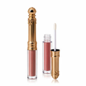 Organic Long Lasting <b>Lip</b> Gloss with Carved Cover Natural Look Luxury Gold Tubes Custom Logo - Product Image 1