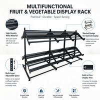 Meerlaags plastic fruit- en groentepresentatiestandaard voor supermarkten met prijskaartje