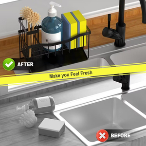 SANIPRO Organizzatore per Lavello, <span class=keywords><strong>Porta</strong></span> Spugne e Stracci, Supporto per Detersivo, Nero in Acciaio Inox, Scolapiatti da <span class=keywords><strong>Cucina</strong></span> - Product Image 5