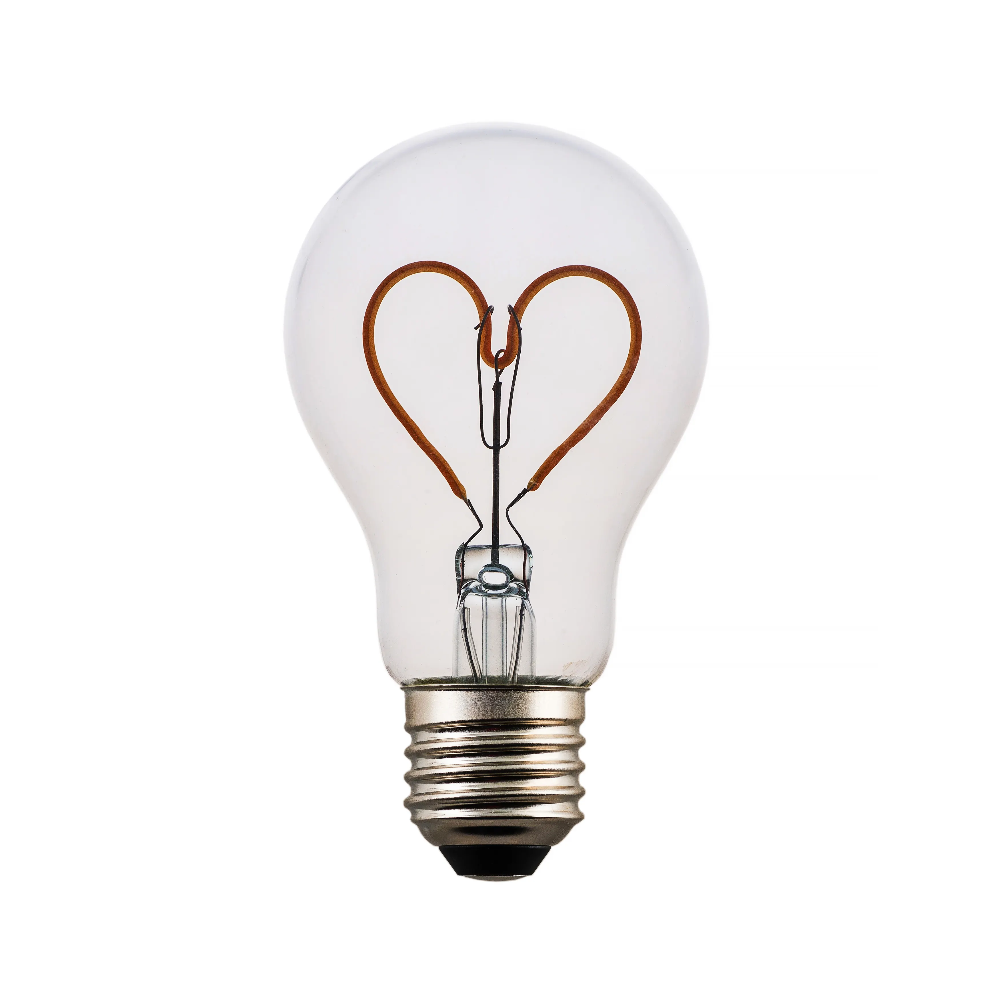مصباح إضاءة LED على شكل قلب A60 2 واط ملون داخلي مزخرف بالليزر مصباح إضاءة من Edison