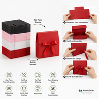 Boîte cadeau pliable monobloc à fermeture magnétique avec nœud en ruban et poignée de transport pour anniversaire, mariage, fête, rangement