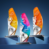 Trophées en cristal de qualité supérieure aux couleurs vives, avec base noire personnalisable (basse et haute), design coloré, trophée argenté spécial – Offre spéciale