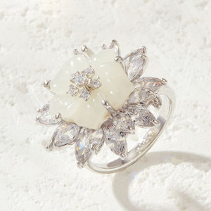 Flower Resin <b>Ring</b> Micro Inlaid Gold Electroplated Open Index <b>Finger</b> Party Jewelry - Product Image 4
