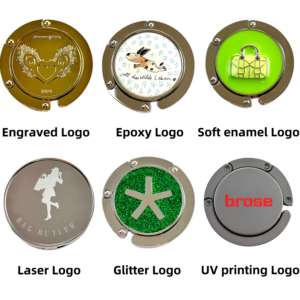 Gancio appendiborsa mini in lega di zinco all'ingrosso per produttori, personalizzabile con il tuo logo, supporto portatile per borsa/pochette - Product Image 6