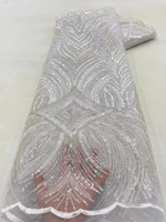 Tissu en dentelle avec paillettes et perles pour robe de mariée Tissu en maille Broderie de paillettes pour robe