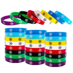 Gelang sepak bola yang terjangkau, gelang sepak bola, gelang silikon Logo, gelang pergelangan tangan cocok untuk pertandingan sepak bola