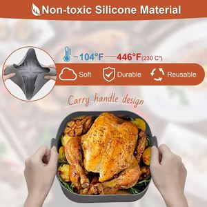 ถาดอบซิลิโคนแบบหนา ใช้ซ้ำได้ ปลอดสาร BPA เกรดอาหาร ทำความสะอาดง่าย ใช้กับหม้อทอดไร้น้ำมัน สำหรับอบพิซซ่า ไก่ทอด และตะกร้าอบ - Product Image 4