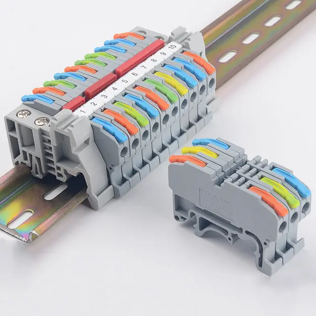 新しい到着プッシュインワイヤーコネクター2.5mm電気ケーブル広く利用可能な端子クイックワイヤーディンレールコネクター