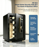 Dreistufiger Versteckter Kleiderschrank-Mini-Sicherheitstresor Biometrisches Fingerabdruck-Passwort-Schloss Alarmsystem USB-Stromversorgung für Zuhause und Geschäft