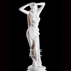 Statue de dame en marbre naturel sculpté à la main