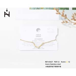 Pulsera Aquarius de Acero Inoxidable con Cadena Chapada en Oro, Joyería Clásica Unisex para Regalo - Product Image 1