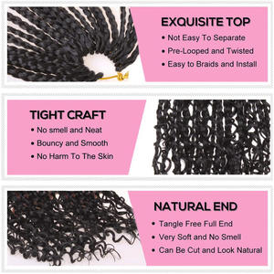 Box Braids Crochet Hair da 26 Pollici, Stile Bohemien Hippie <span class=keywords><strong>con</strong></span> Punte Ricce, <span class=keywords><strong>Trecce</strong></span> <span class=keywords><strong>Africane</strong></span> Dirty Braids, Parrucca Senza Rete - Product Image 5