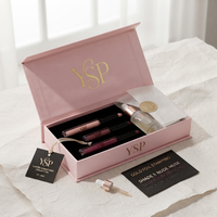 Ensemble d'emballages de luxe sur mesure pour gloss à lèvres rose, boîte rigide pliable à fermeture magnétique avec insert personnalisé