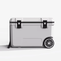 Glacière rigide 50L portable isotherme avec roues, boîte à poisson, logo sérigraphié fait main, coffret cadeau personnalisé