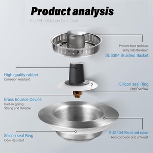TEMU E-commerce Hot Sell 3-In-1 All Metal Stainless Steel Modern Pop-Up <strong>Sink</strong> <strong>Plug</strong> Odor Filter Anti-Clogging Kitchen <strong>Sink</strong> - Product Image 6