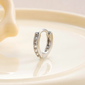 8mm Drop Dangle Zircon <b>Hoop</b> Earrings for Women | Small Huggie Ear Cuff with Teardrop Crystal Pendant | <b>Cartilage</b> Earring - Product Image 6