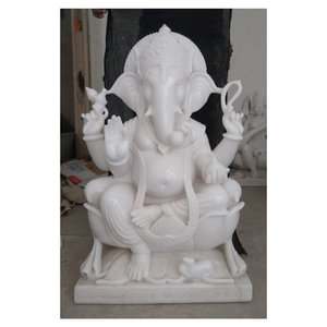 Estatua de God Ganpati, mármol blanco - Product Image 1