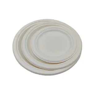 Bữa ăn tối bên mía bột giấy mía bã mía dùng một lần tấm X26 phân hủy sinh học compostable 9 inch tấm bộ đồ ăn món ăn Vòng