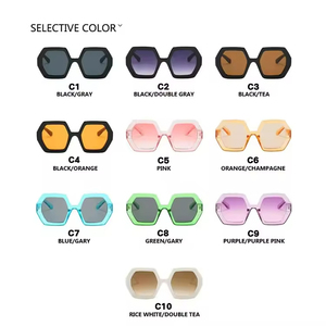 Occhiali <span class=keywords><strong>da</strong></span> sole concavo <span class=keywords><strong>da</strong></span> donna con grande montatura poligonale alla moda di grandi dimensioni alla moda poligonale - Product Image 5