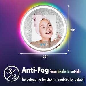 กระจกห้องน้ำ <span class=keywords><strong>Greenergy</strong></span> ขนาด 20 นิ้ว รุ่นโมเดิร์น พร้อมไฟ LED ติดผนัง ระดับ IP65 ไฟ RGB ด้านหน้า ป้องกันฝ้า ไฟอัจฉริยะ 3 ระดับ - Product Image 3