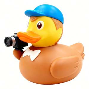 Cadeau promotionnel 2025 : Canard de bain en PVC personnalisé motif dessin animé, Mini jouets artisanaux en plastique en forme d'animaux, Figurine de caméraman en vinyle - Product Image 2