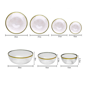 Ins nóng bán rõ ràng Wedding party Gold Glass tấm bán buôn Bạc đính cườm sạc tấm món ăn nhà hàng Bộ đồ ăn - Product Image 6