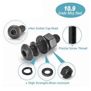 M2 M3 M4 M5 Máy Vít khóa phẳng máy giặt lớp 10.9 hợp kim thép Hex ổ cắm nút đầu đen vít đai ốc và bu lông Kit - Product Image 4