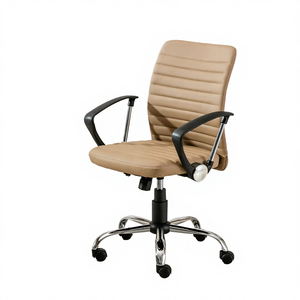 Chaise de bureau exécutive moderne en cuir synthétique pour bureau à domicile, réglable en hauteur, dossier haut, structure en acier inoxydable, pivotante - Product Image 3