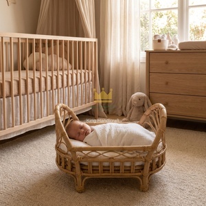 Cuna de Ratán Hecha a Mano para Bebé, Cuna de Mimbre Tejida para Habitación Infantil, Precio Económico - Product Image 5