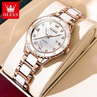 Montre de luxe pour femmes OLEVS 9985 Céramique Montre étanche Elegant Diamond Lady Quartz Montres pour femmes Reloj Mujer