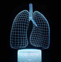 Lampe de nuit créative 3D en forme de cerveau, cœur, œil, anatomie corporelle, alimentation USB, interrupteur tactile, illusion d'optique, LED RGB, décoration de chambre, cadeaux