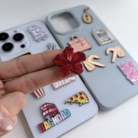 Autocollants personnalisés en émail pour téléphone, en zinc et fer, motifs de slogans arabes, badges métalliques autocollants, décalcomanies pour guitare, sac à main, hibiscus, dôme