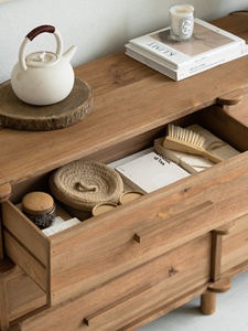 Credenza Retrò Francese in Legno Massello di Pino con Sei Cassetti, Mobile Contenitore per Soggiorno e Camera da Letto, Arredamento Casa <span class=keywords><strong>Homechoice</strong></span> - Product Image 5