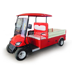 Bright Red Electric Utility Golf Cart With Cargo <b>Box</b> Waterproof Canopy For Factory Park Daily Goods Transport Work Vehicle - Product Image 1