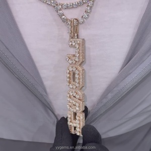 Yu Ying, Colgante Largo de Plata de Ley 925 con Nombre Personalizado, Letra de Moissanita, Estilo Hip Hop, Colgantes de Moissanita con Incrustaciones, Dijes Verticales - Product Image 4