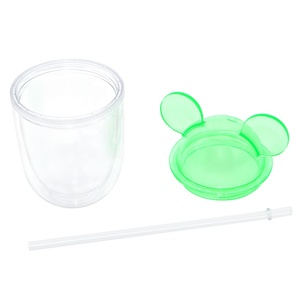 2024 thời trang <span class=keywords><strong>cup</strong></span> phim hoạt hình mới 16oz Mickey Minnie tai đôi tường nhựa <span class=keywords><strong>cup</strong></span> Tumbler với rơm và nắp cô gái Quà Tặng - Product Image 2